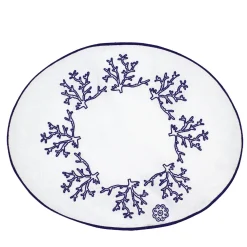 Corallo Blu Set di 2 tovagliette ricamate ovali