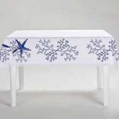 Corallo Blu Tovaglia rettangolare bianca