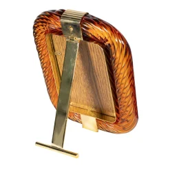 Cornice con Struttura in Ottone Opaco e Vetro a Torciglione Ambra