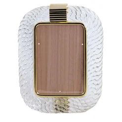 Cornice con Struttura in Ottone Lucido e Vetro a Torciglione Cristallo Trasparente