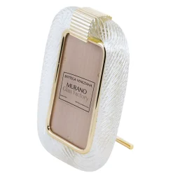 Cornice con Struttura in Ottone Lucido e Vetro a Torciglione Cristallo Trasparente