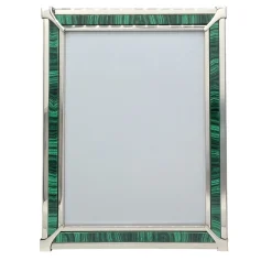 Cornice fotografica in malachite verde e argento