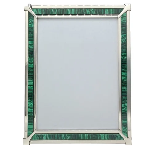 Cornice fotografica in malachite verde e argento