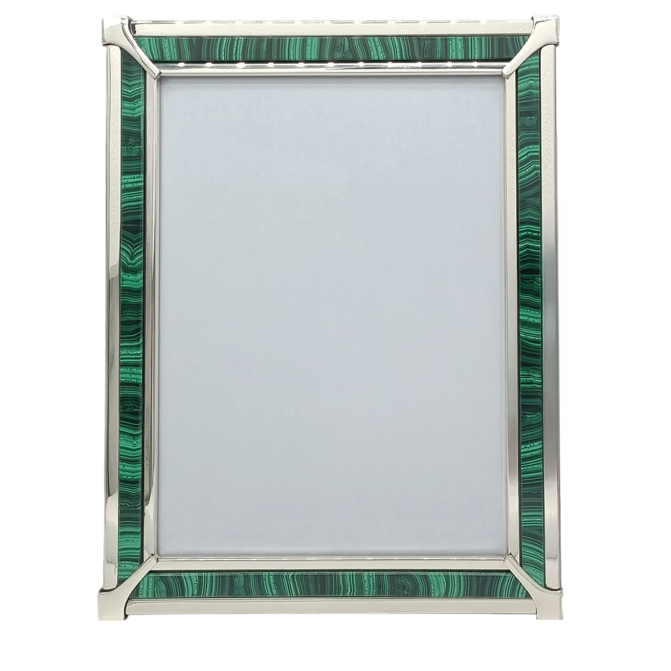 Cornice fotografica in malachite verde e argento