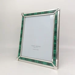 Cornice fotografica in malachite verde e argento