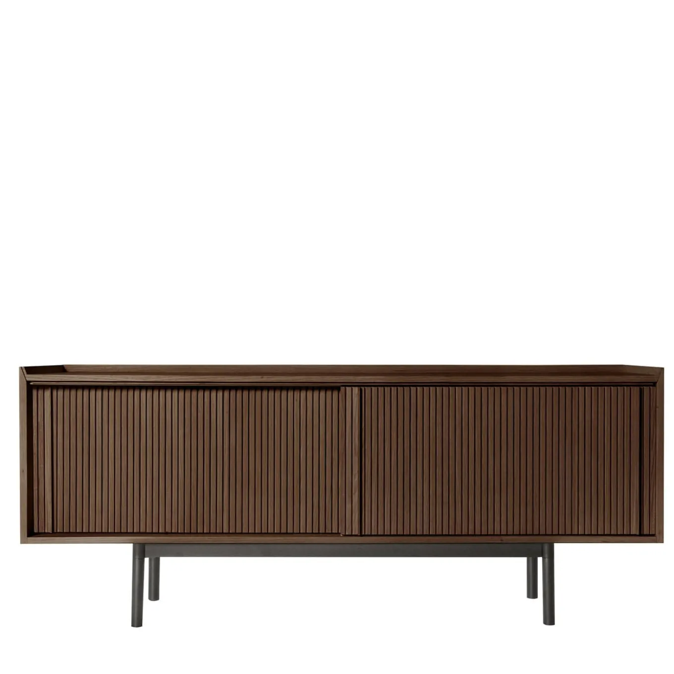 Credenza bassa Sipario a 2 ante in frassino marrone