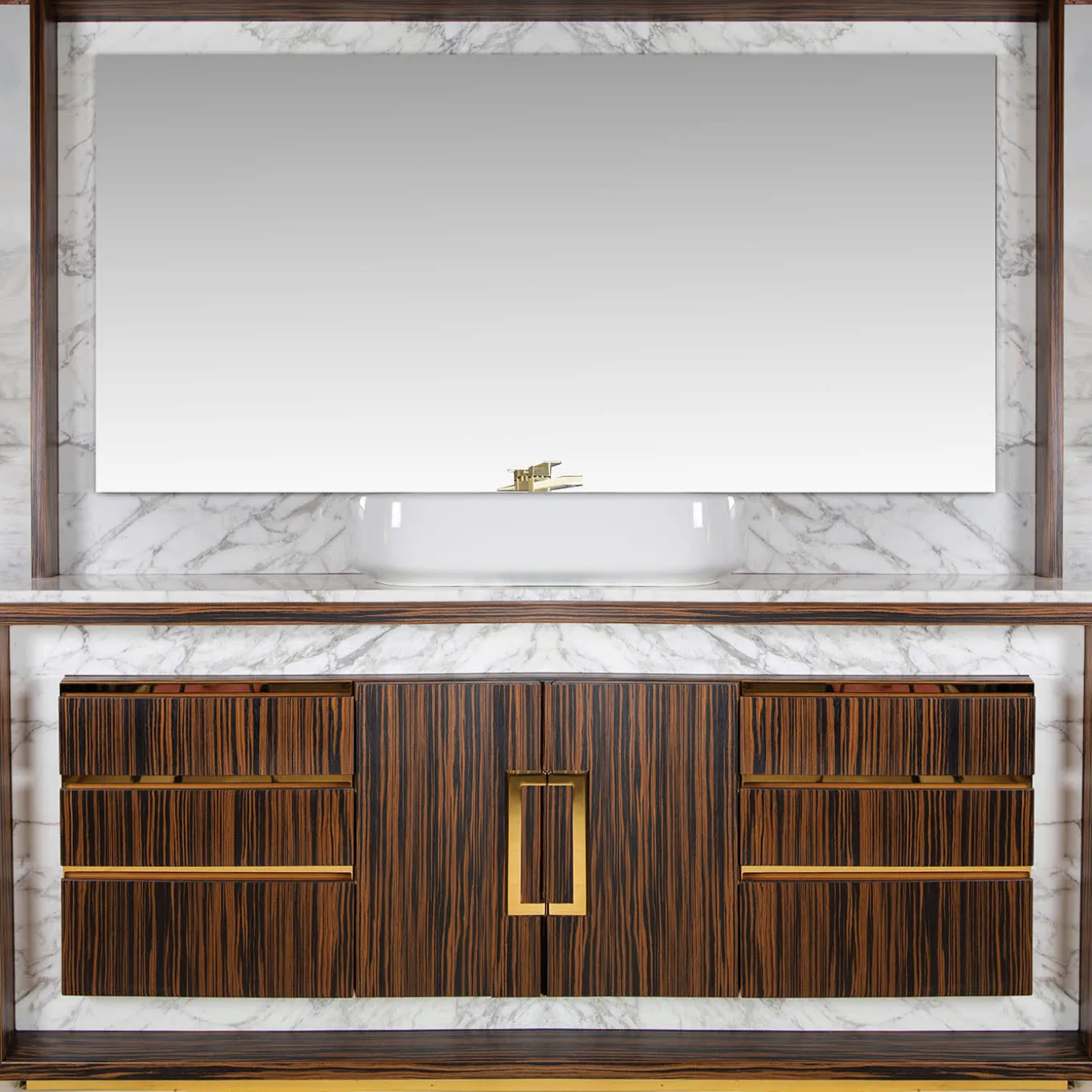 Credenza in marmo Arabescato Frame LF con specchio