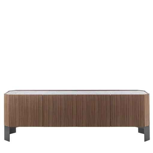 Credenza Miele a 4 ante in Canaletto e Carrara
