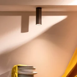 Cromia, grande lampada da soffitto marrone