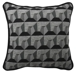 Cuscino Carrè Nero in tessuto jacquard geometrico