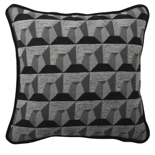 Cuscino Carrè Nero in tessuto jacquard geometrico