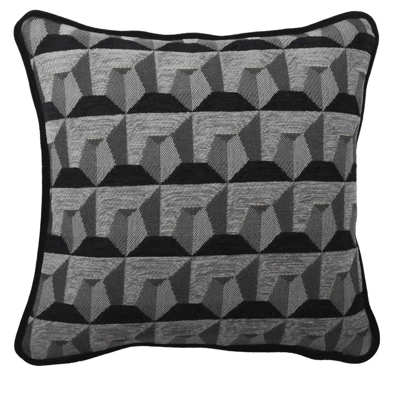 Cuscino Carrè Nero in tessuto jacquard geometrico