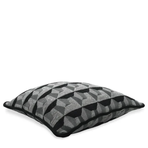 Cuscino Carrè Nero in tessuto jacquard geometrico