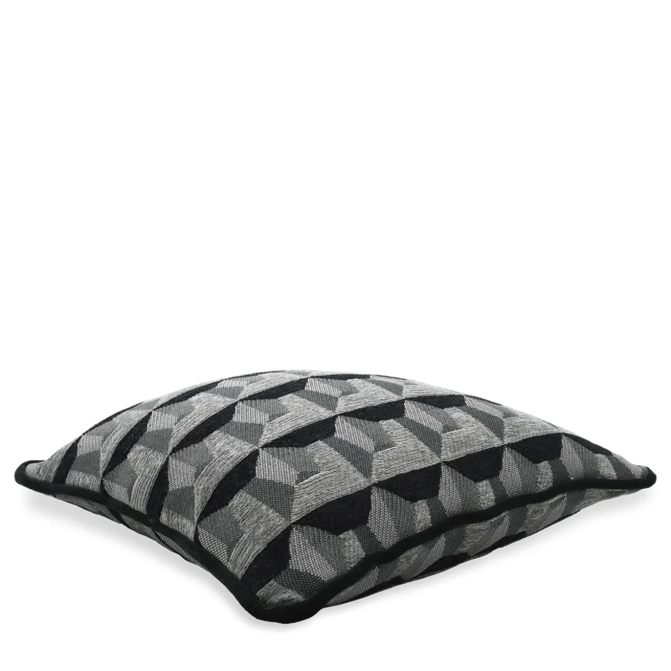 Cuscino Carrè Nero in tessuto jacquard geometrico