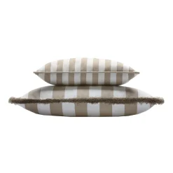 Cuscino da esterno Happy a righe bianche e beige
