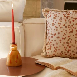 Cuscino grande con frange color caramello e marrone