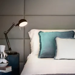 Cuscino Happy in velluto bianco e verde verde acqua per coppie