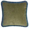 Cuscino Happy Soft Velvet verde oliva e blu