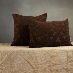 Cuscino Irremeabile Quadrato Floreale Marrone