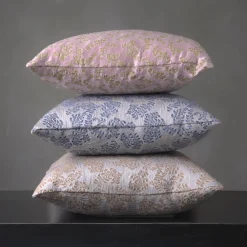 Cuscino quadrato Murcia in jacquard argentato e marrone