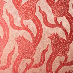 Cuscino rettangolare in lino e seta Dresda Floral Coral