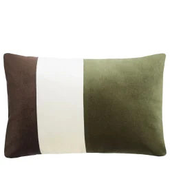 Cuscino triplo in velluto marrone e verde