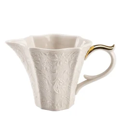 Damasco Caraffa da latte bianca e oro