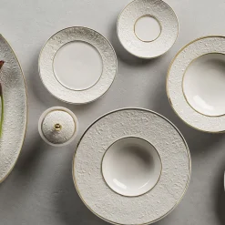 Damasco Gourmet Set di 2 piatti da portata bianchi e oro