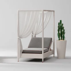 Daybed bianco a 1 posto con baldacchino
