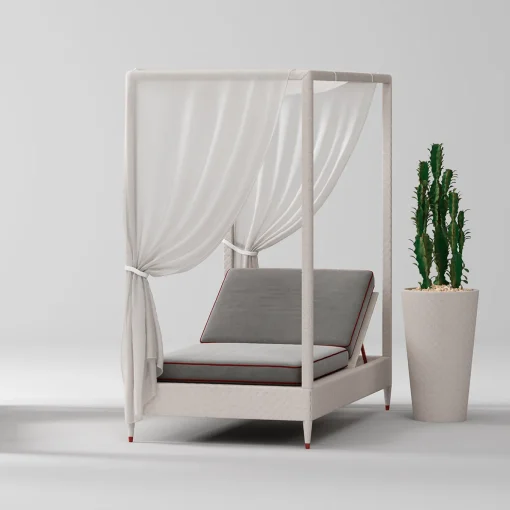 Daybed bianco a 1 posto con baldacchino