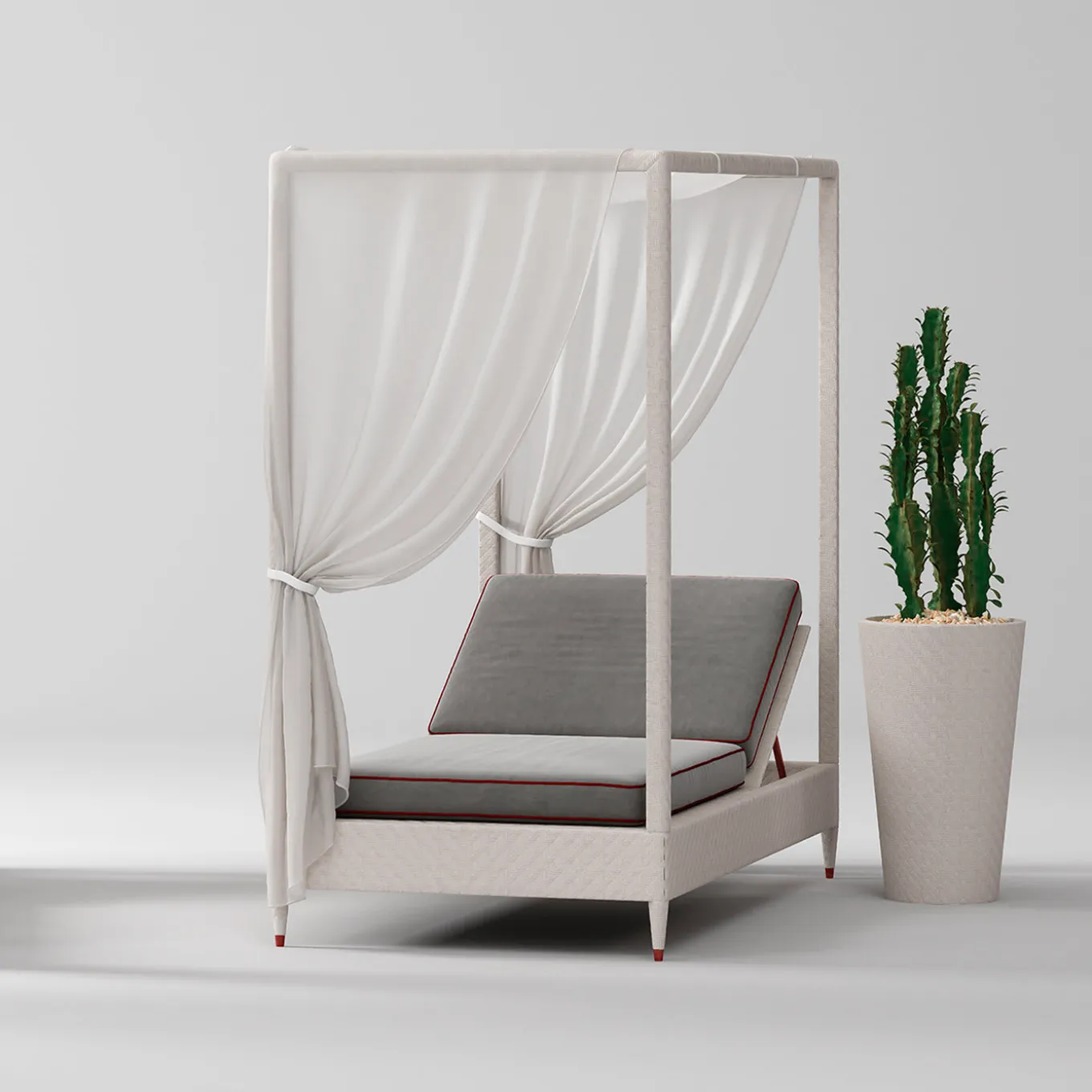 Daybed bianco a 1 posto con baldacchino