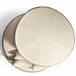 Daybed da esterno Siesta rotondo in tessuto beige con parasole