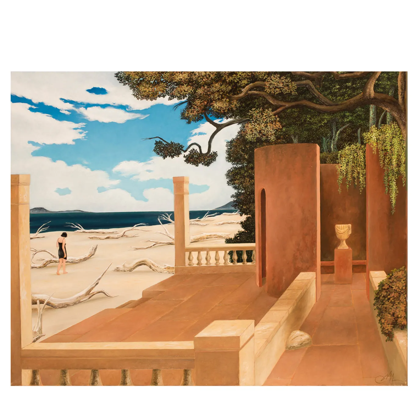 Dipinto Tra la Spiaggia e il Giardino