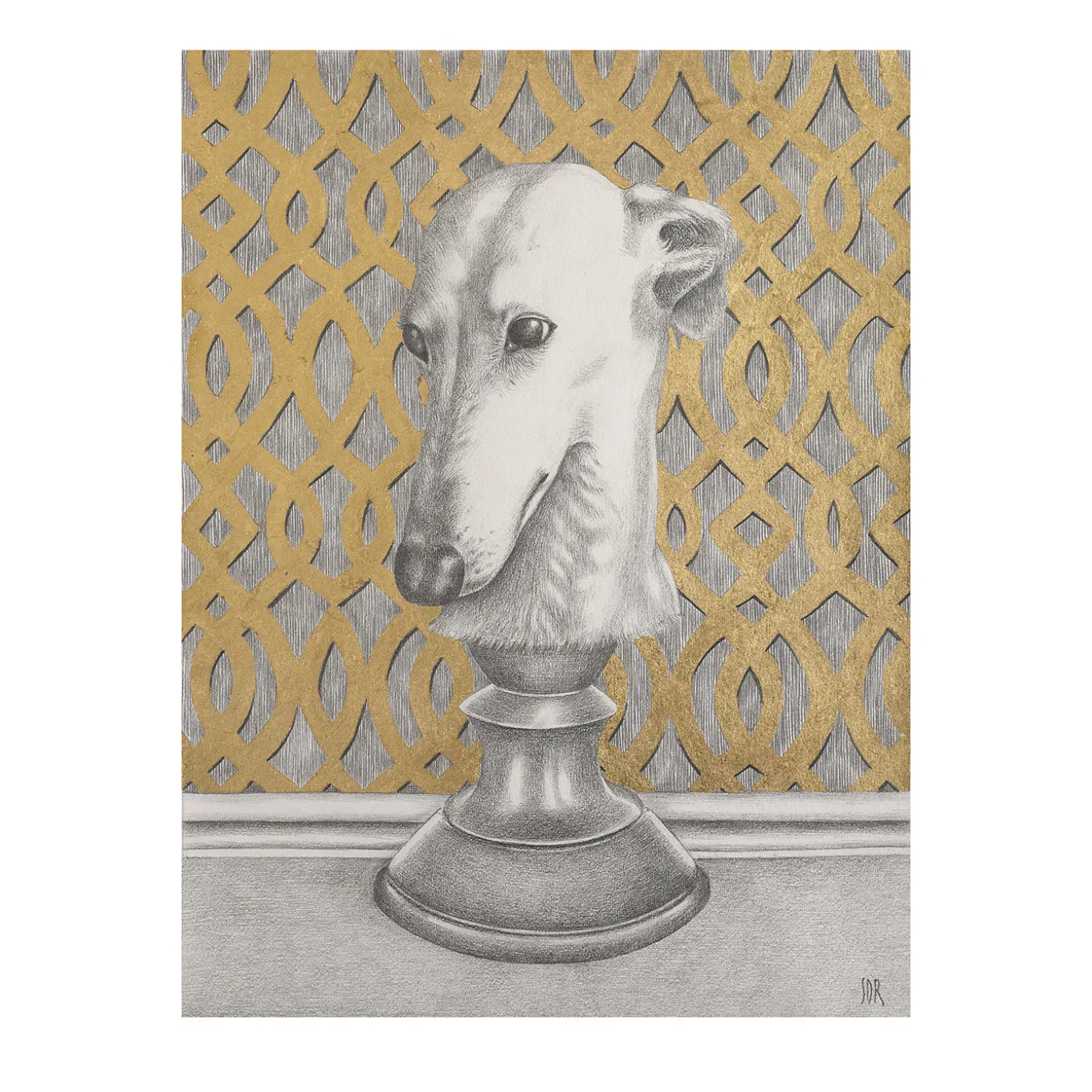 Disegno Levriero su piedistallo