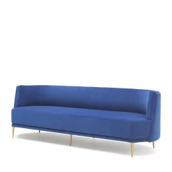 Divano a 3 posti in velluto blu Pergy