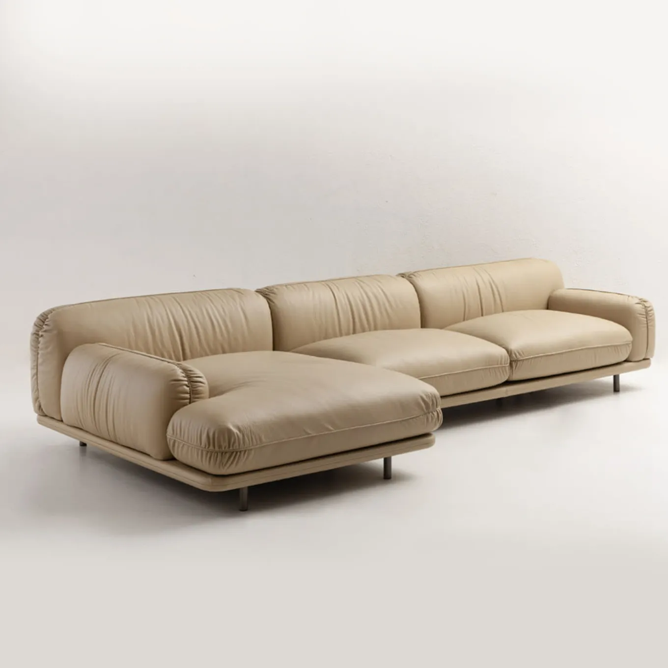 Divano in pelle beige Super MC