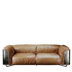 Divano in pelle marrone Saint Germain