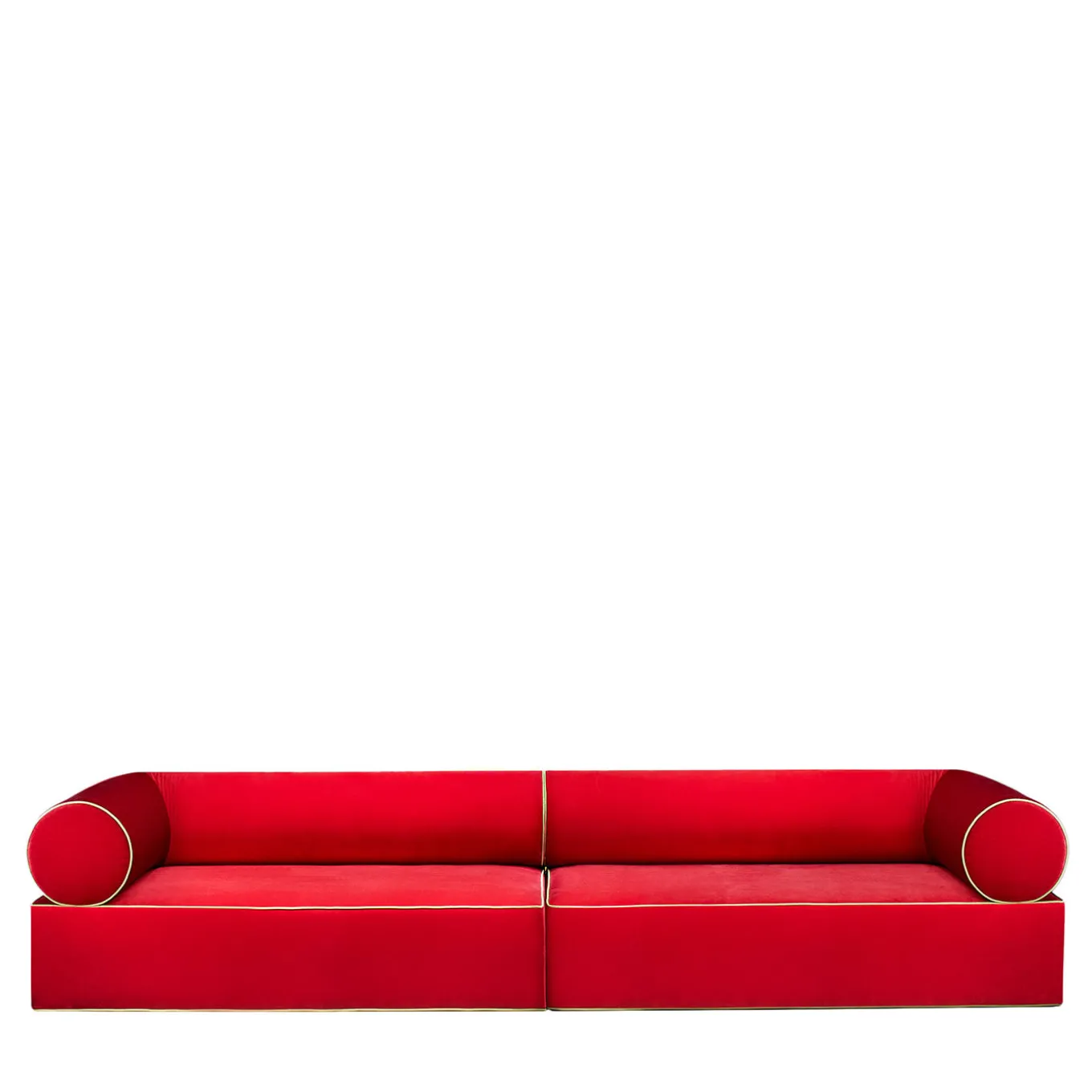 Divano in tessuto rosso e giallo Graphius di Giuseppe Dicecca