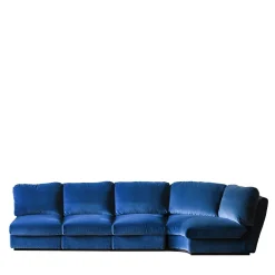 Divano in Velluto Blu a 4 Moduli