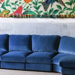 Divano in Velluto Blu a 4 Moduli