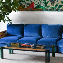 Divano in Velluto Blu a 4 Moduli