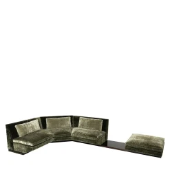 Divano Modulare a L con Pouf in Velluto Verde "Platea" di Storagemilano