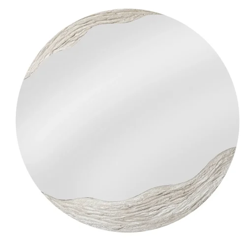 Dune Specchio Tondo Decorato Con Resina Materica Color Beige