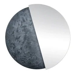 Eclisse specchio Grande rotondo decorato con resina spatolata argento