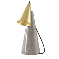 ED038 Lampada da tavolo in pietra grigia e ottone