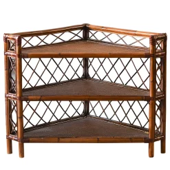 Etagère Angolare in Vimini e Bambù