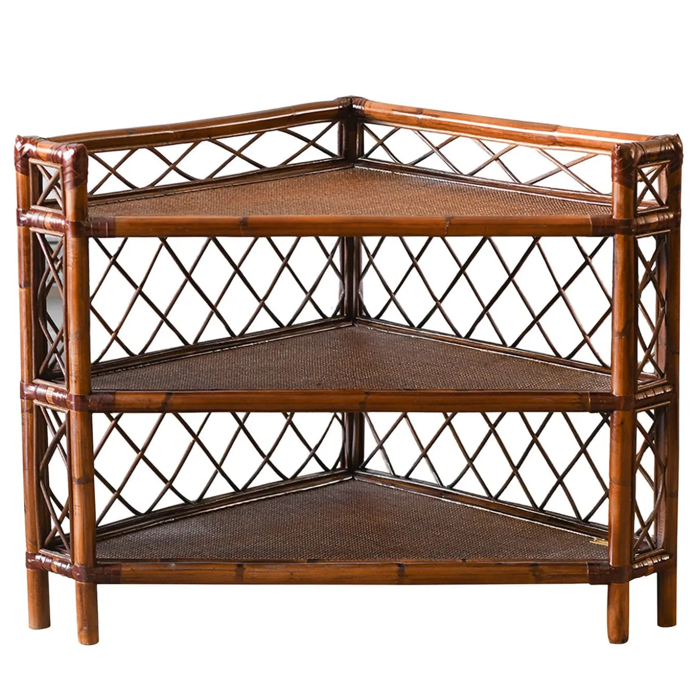 Etagère Angolare in Vimini e Bambù