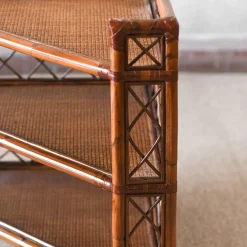 Etagère Angolare in Vimini e Bambù