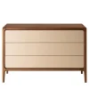 1201/F Comò a 3 cassetti rivestito in pelle beige di Libero Rutilo