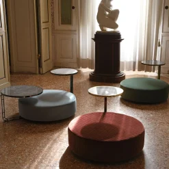 Febe Set di pouf azzurri e 2 tavolini